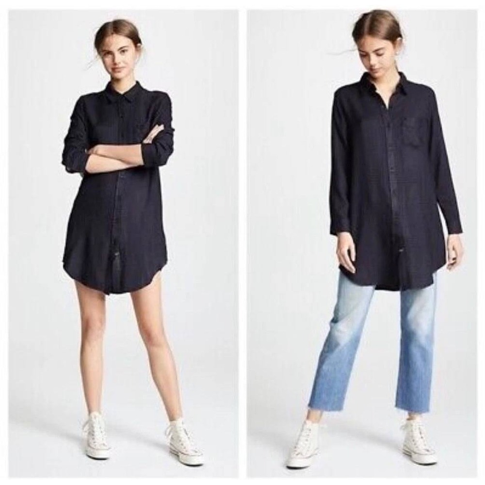 Rails Bianca Button Down Shirt Dress Plaid Charcoal Shadow Academia Large NEW
